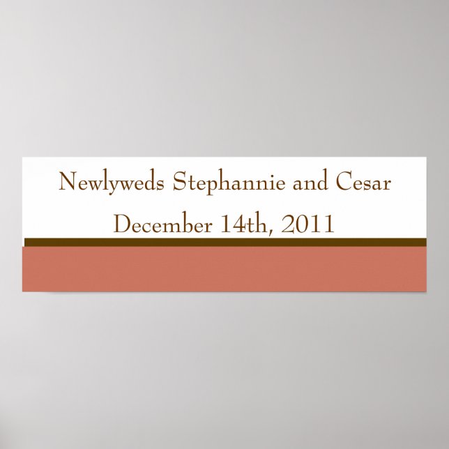 Poster 22,5"x7,5" - Jars Mason Personalizado Rosa/Marrom (Frente)