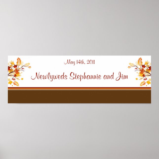 Pôster 22.5"x7.5" Personalized Banner Autumn Branch Leave (Frente)