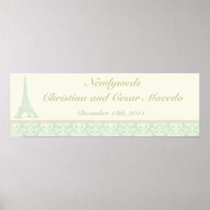 Pôster 22,5" x 7,5" personalizaram o damasco Paris da