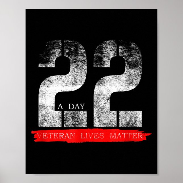 Poster 22 A Day Veteran Lives Suicide Awareness  (Frente)
