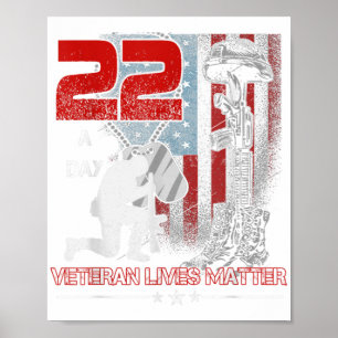 Poster 22 a Day Veteran - Memorial Day Veteran Suicida Ap