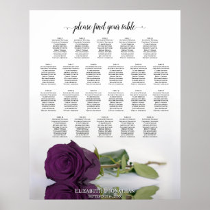 Poster 22 Gráfico de Mesa de Casamento com Rosa de Roxo d
