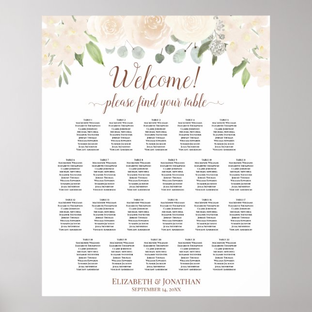 Poster 22 Gráfico Floral de Casamento de Pêssego com Blus (Frente)