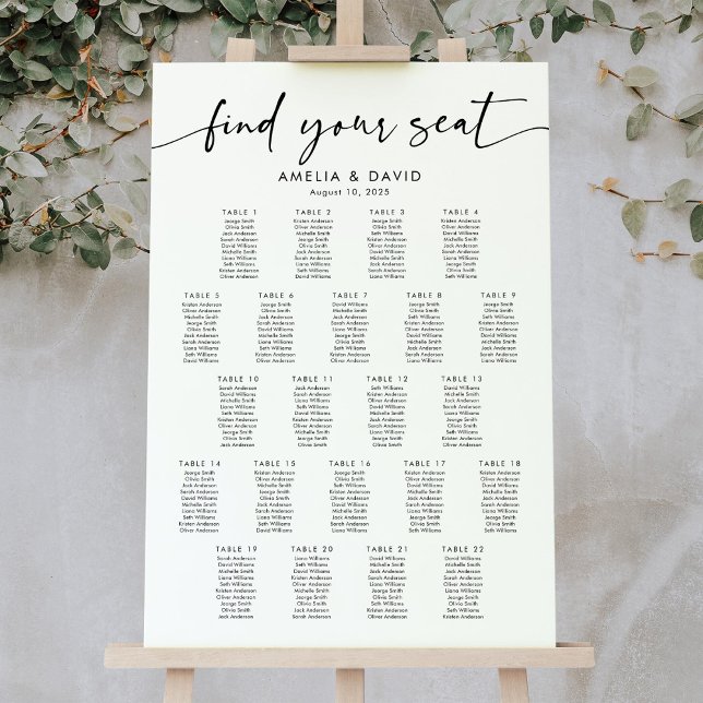 Poster 22 Mesa Encontre seu gráfico de assentos (Criador carregado)