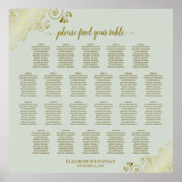 22 Mesa Lacy Dourado em Sage Carta de Assentos de