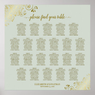 Poster 22 Mesa Lacy Dourado em Sage Carta de Assentos de