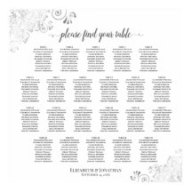 22 Mesa Lacy Prata Branco Casamento Carta de Assen