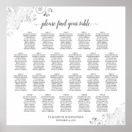 Poster 22 Mesa Lacy Prata Branco Casamento Carta de Assen