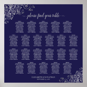 Poster 22 Mesa Lacy Prata em Azul Marinho Carta de Assent