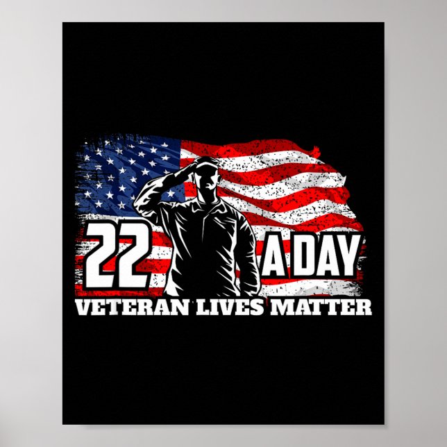 Poster 22 Per Day Veteran Lives Suicide Awareness Usa Fla (Frente)