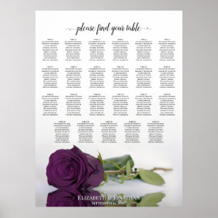 Poster 23 Gráfico de Mesa de Casamento com Rosa de Púrpur