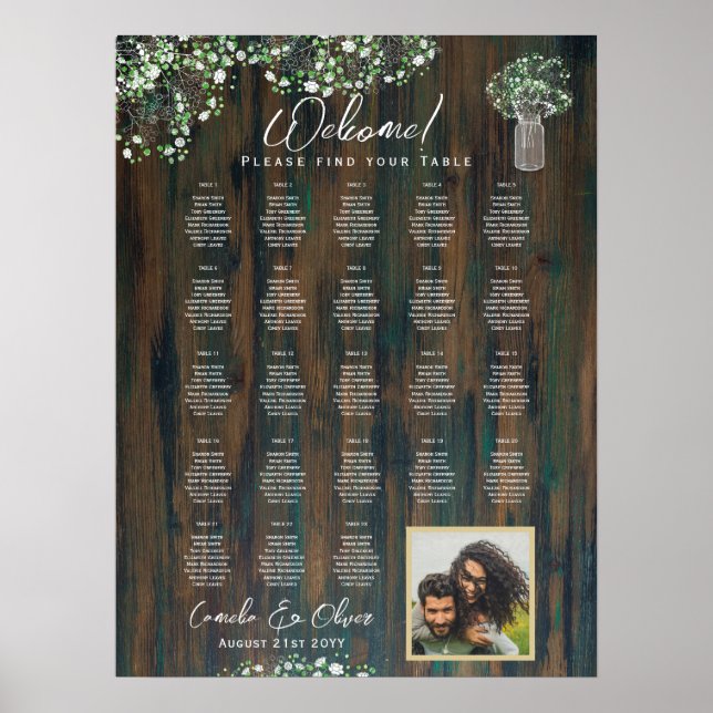 Poster 23 Mesa Rústica Madeira Gypsophila FOTO SENDO ENCA (Frente)