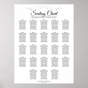 Poster 23 Table Silver Flourish Wedding Seating Chart