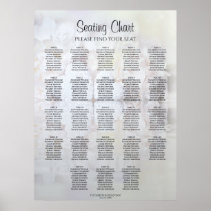 Poster 23 Table White Reflections Wedding Seating Chart