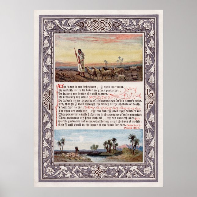 Pôster 23rd Psalm The Lord is my Shepherd Canvas Print (Frente)
