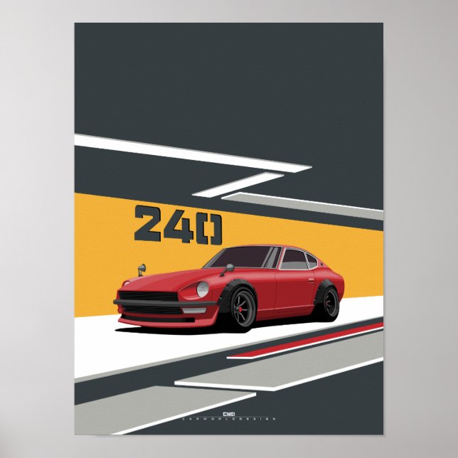 Poster 240Z Classic Red Desempenho Japonês (Frente)