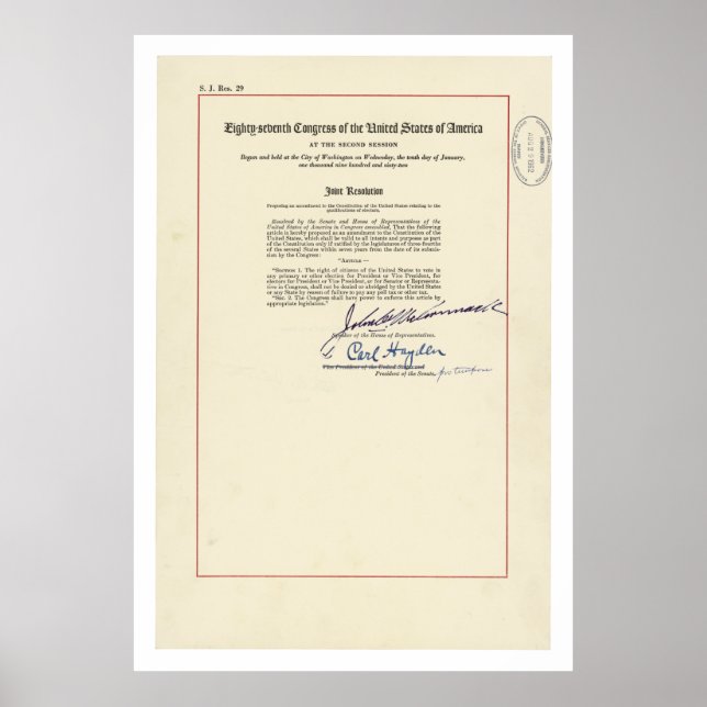 Pôster 24.ª Emenda ORIGINAL Constituição dos EUA (Frente)