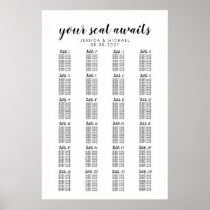 Poster 24 Gráfico de Assentos Convidados de Casamento Gr