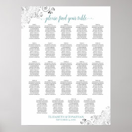 Poster 24 Gráfico de Assentos de Casamento Chic Branco e