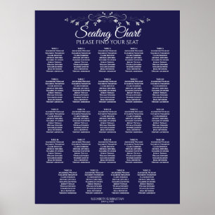 Poster 24 Gráfico de Casamento Azul Marinho Elegante Mesa