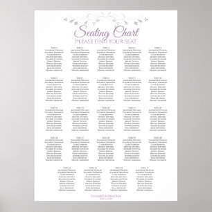 Poster 24 Gráfico de Casamentos de Mesas Roxas e Cinzas