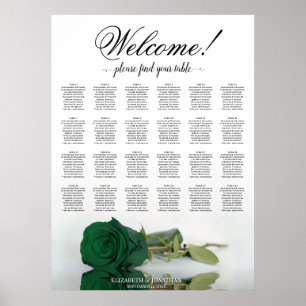 Poster 24 Gráfico Mesa de Casamento da Rosa Emerald Verde