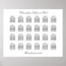 24 Mesa Carta de Assentos Minimalista Elegante