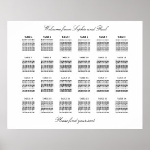 Poster 24 Mesa Carta de Assentos Minimalista Elegante