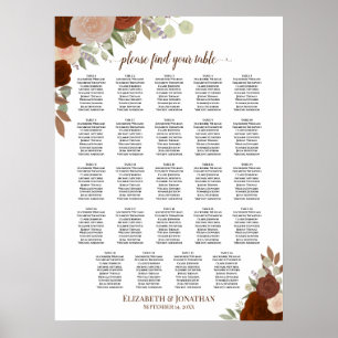 Poster 24 Mesa Laranja Queda Floral Sentado Casamento Flo