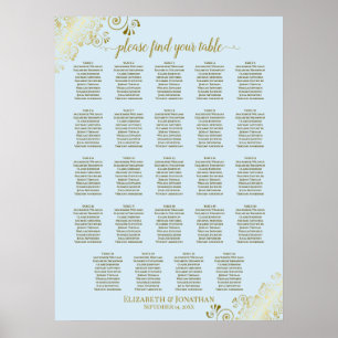 Poster 24 Mesa Pó Gráfico de Casamento Azul e Dourado