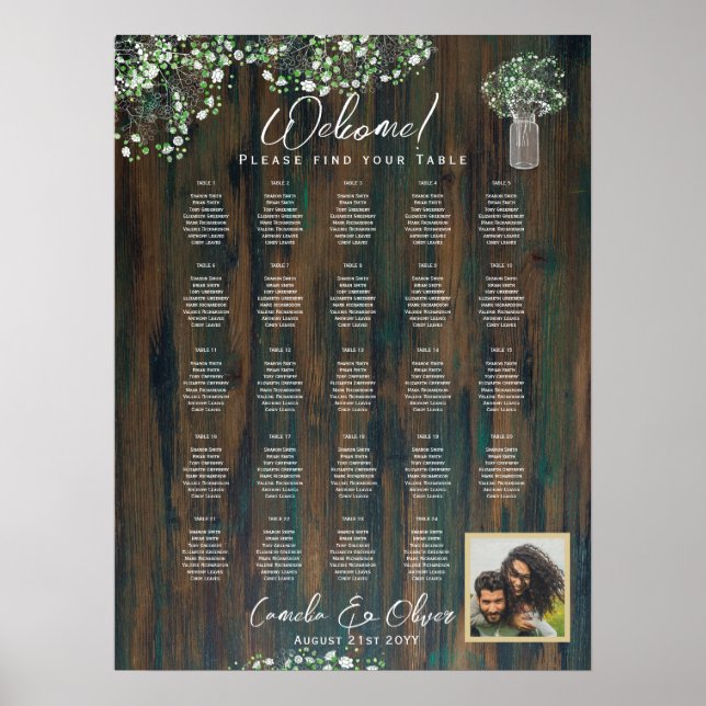 Poster 24 Mesa Rústica Madeira Gypsophila FOTO SENDO ENCA (Frente)