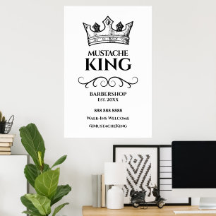Poster 24x36 - Sinal de Barbershop do Rei Mustache da Cor