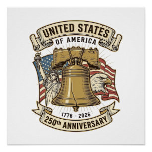 Pôster 250º Aniversário dos Estados Unidos Vetor Patrióti