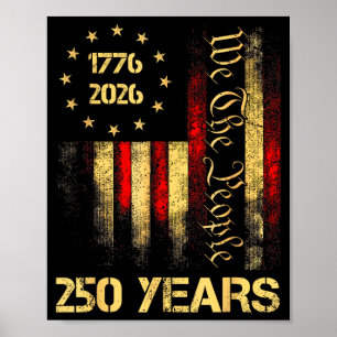 Poster 250º Aniversário EUA 250 Anos Americano 4 de Julho