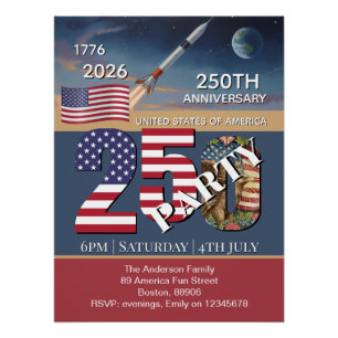 Pôster 250º Aniversário EUA, Bandeira Americana / Patriót