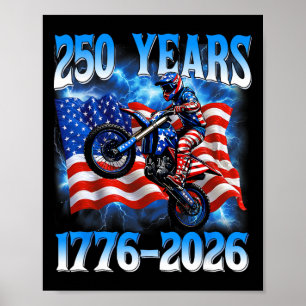 Poster 250º Aniversário EUA Patriótico 250 Anos 4 de Julh