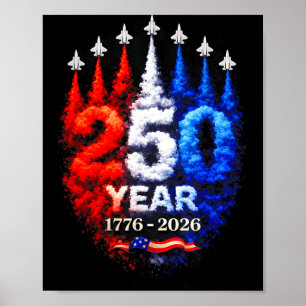Poster 250º Aniversário EUA Patriótico 250 Anos Americano