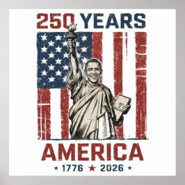 Poster 250º Estátua da Liberdade América Obama Faixa Patr