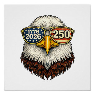 Pôster 250 Aniversário EUA 1776-2026 Patriótico Águia Car