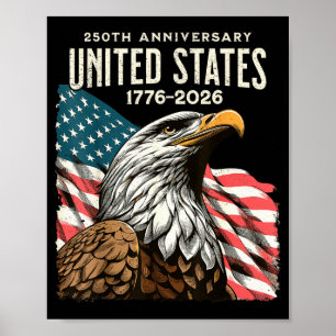 Poster 250 Aniversário EUA 250º bandeira americana patrió
