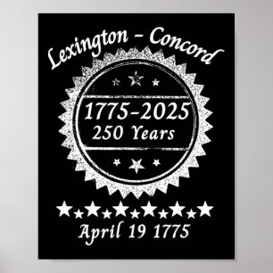 Poster 250 Anos 1775 2025 Concord Lexington Revolutionar