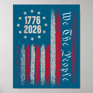 Poster 250 anos 1776 2026 250º aniversário bandeira EUA o