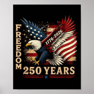 Poster 250 Anos 1776 2026 Aniversário Águia Bandeira EUA