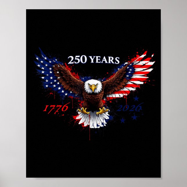 Poster 250 anos 1776–2026 bandeira patriótica águia ameri (Frente)