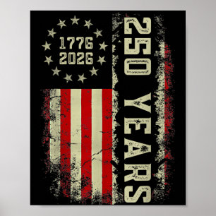 Poster 250 Anos América 1776 2026 Bandeira EUA 250º