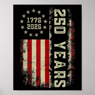 Poster 250 Anos América 1776 2026 Bandeira EUA 250º Indep