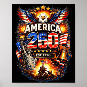 Poster 250 Anos Americano 1776 2026 250º Aniversário EUA