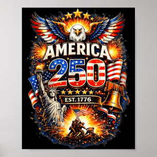 Poster 250 Anos Americano 1776 2026 250º Aniversário EUA