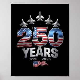 Poster 250 Anos Americano 1776 2026 250º EUA Patriótico