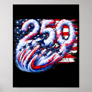 Poster 250 Anos Americano 1776 2026 Avião a Jato de Caça